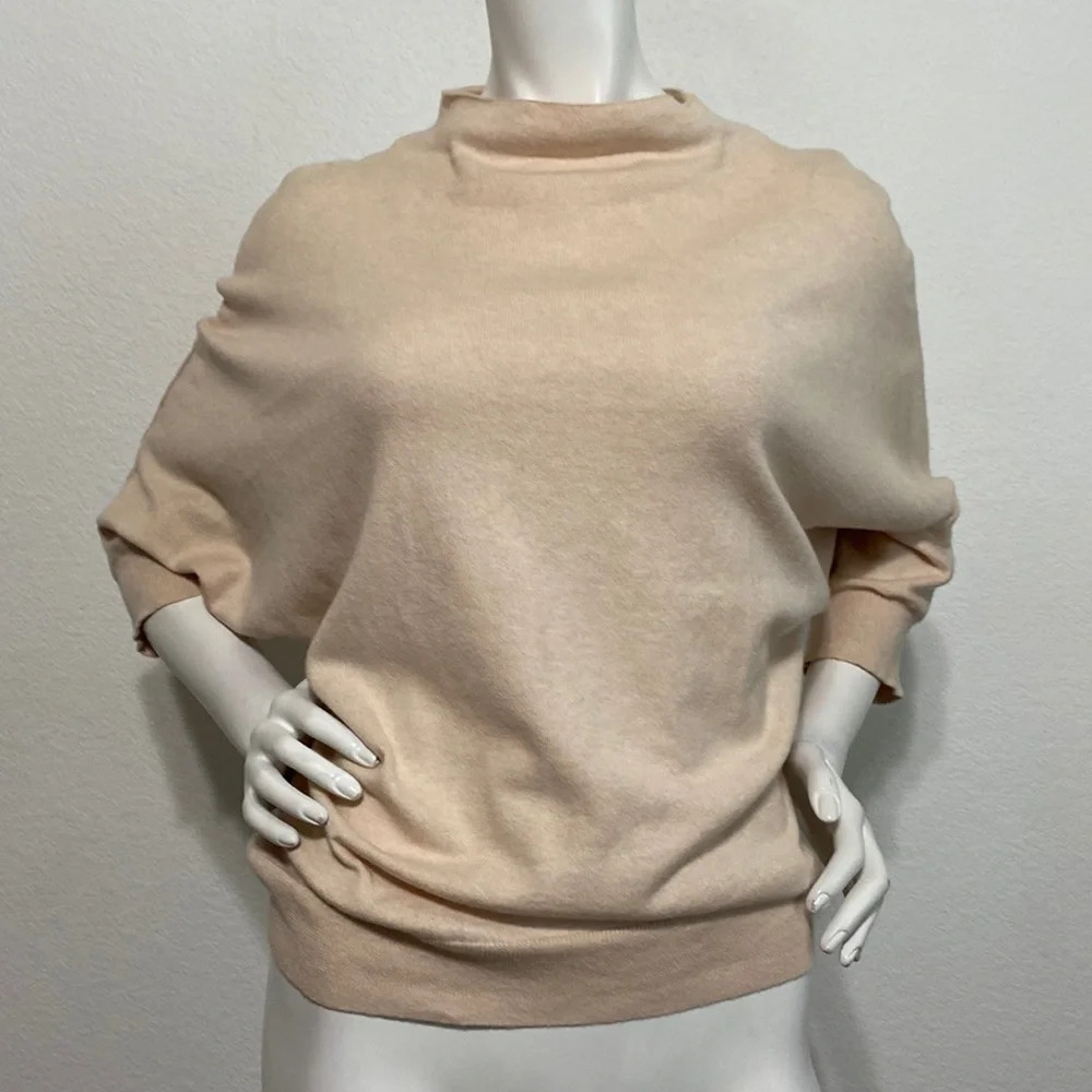 R Label Classic High Neck Quiet Luxury Minimalist Blush Pink Sweater Size S/M